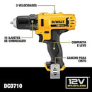 Parafusadeira e Furadeira a Bateria DEWALT DCD710D2 12V MAX Li-Ion 3/8 Pol. com 2 Baterias e Carregador
